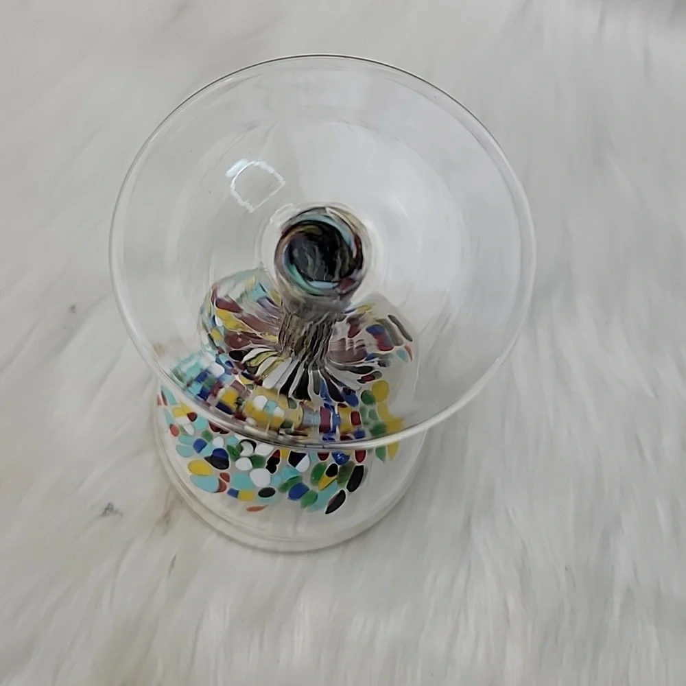 CONFETTI FESTIVAL Design Hand-Blown‎ Wine Party Celebration Glasses Set of 4